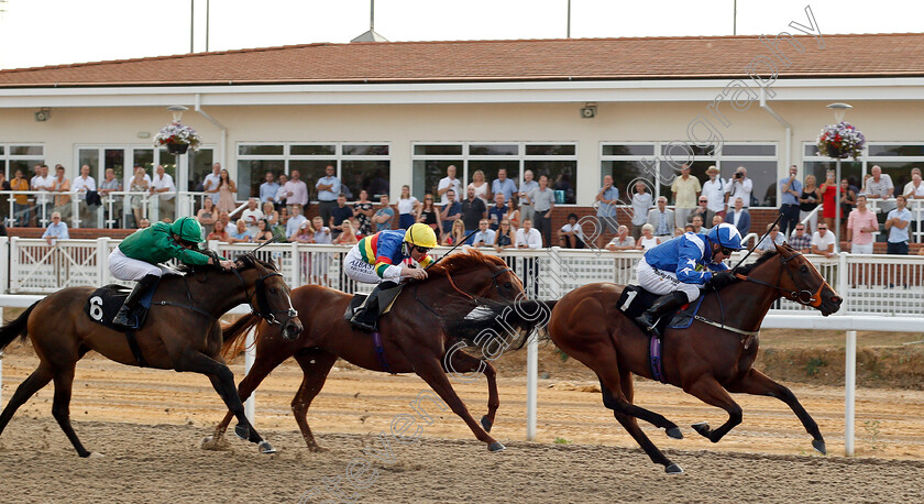 George-0001 
 GEORGE (Jim Crowley) beats PHEIDIPPIDES (centre) and DOLCISSIMO (left) in The Monster Energy Handicap
Chelmsford 24 Jul 2018 - Pic Steven Cargill / Racingfotos.com