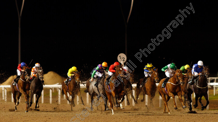 Highfield-Princess-0002 
 HIGHFIELD PRINCESS (centre, Jason Hart) beats ARAIFJAN (2nd right) and GOLD ZABEEL (right) in The tote.co.uk Free Streaming Every Uk Race Handicap
Chelmsford 22 Oct 2020 - Pic Steven Cargill / Racingfotos.com