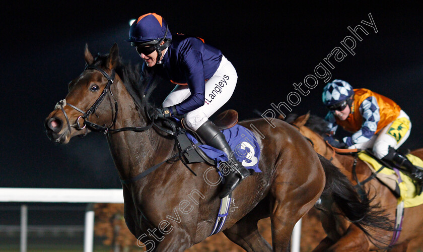 Time-To-Blossom-0005 
 TIME TO BLOSSOM (Serena Brotherton) wins The 100% Profit Boost At 32Redsport.com Amateur Riders Handicap Kempton 10 Jan 2018 - Pic Steven Cargill / Racingfotos.com