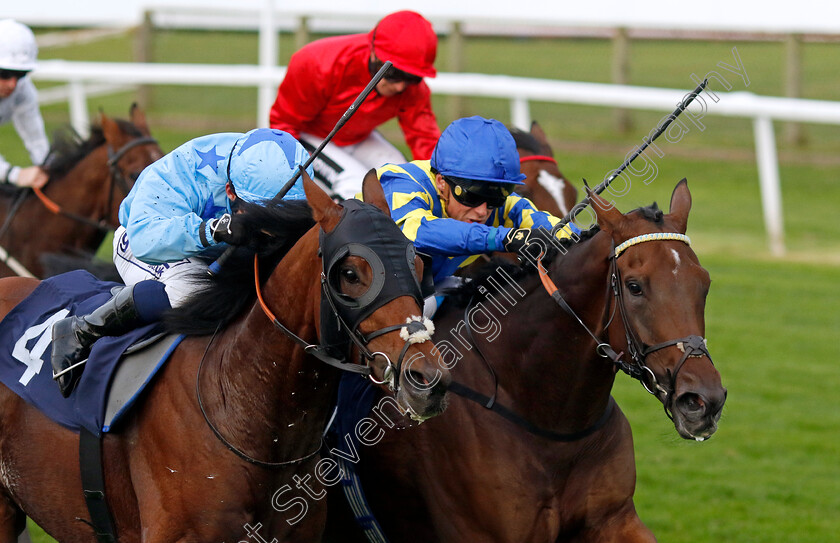 Forward-Flight-0001 
 FORWARD FLIGHT (right, Benoit de la Sayette) beats DREAM PIRATE (left) in The Great Prices On Bresbet.com Handicap
Yarmouth 16 Oct 2023 - Pic Steven Cargill / Racingfotos.com