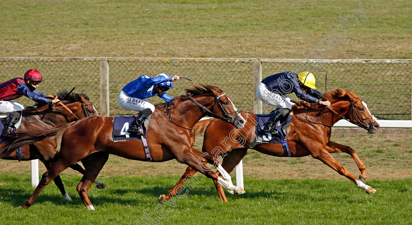 Crystal-Pegasus-0004 
 CRYSTAL PEGASUS (Ryan Moore) beats NASRAAWY (left) in The Sky Sports Racing HD Virgin 535 Handicap
Yarmouth 17 Sep 2020 - Pic Steven Cargill / Racingfotos.com