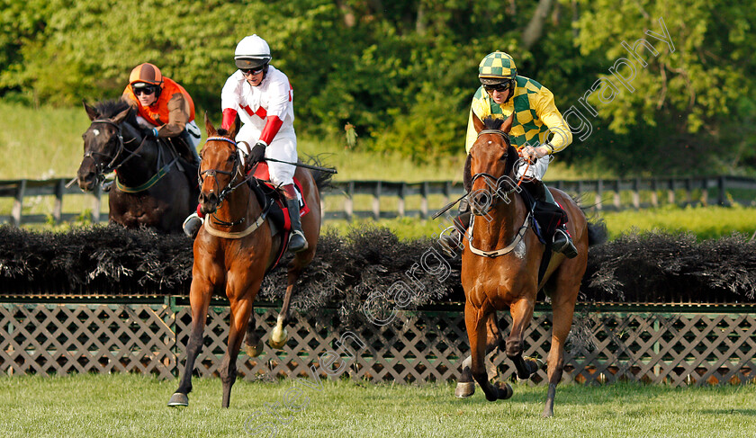 Zanjabeel-0006 
 ZANJABEEL (left, Ross Geraghty) beats MODEM (right) in The Calvin Houghland Iroquois Hurdle Grade 1, Percy Warner Park, Nashville 12 May 2018 - Pic Steven Cargill / Racingfotos.com