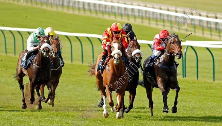 Gale-Force-Maya-0002 
 GALE FORCE MAYA (centre, Adam Farragher) beats GELLHORN (right) in The British Stallion Studs EBF Premier Fillies Handicap
Newmarket 23 Sep 2021 - Pic Steven Cargill / Racingfotos.com