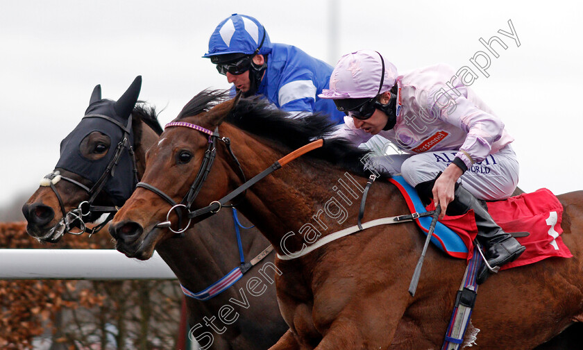 Trixie-Waterbury-0004 
 TRIXIE WATERBURY (right, Luke Morris) beats ACES N KINGS (left) in The Bet At racingtv.com Handicap
Kempton 16 Feb 2021 - Pic Steven Cargill / Racingfotos.com