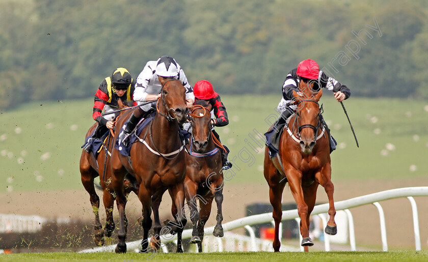 Awesome-0002 
 AWESOME (right, Adam Kirby) beats SHAYA (left) in The Bloodwise Big Welsh Car Show Fillies Novice Stakes Chepstow 6 Sep 2017 - Pic Steven Cargill / Racingfotos.com