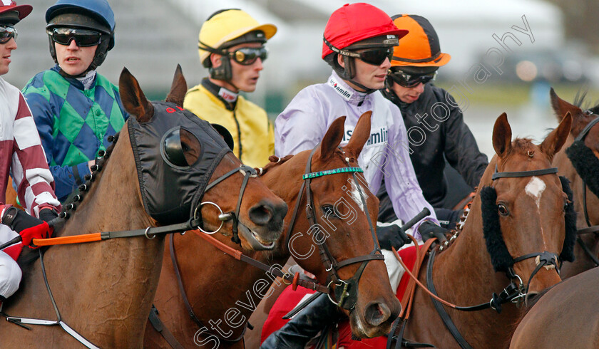 Cheltenham-0001 
 Horses waiting for the start 
Cheltenham 13 Dec 2019 - Pic Steven Cargill / Racingfotos.com