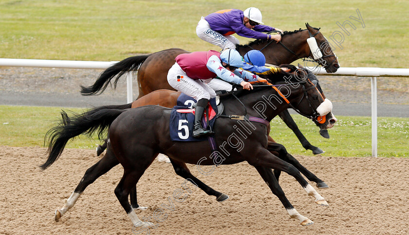 Sfumato-0005 
 SFUMATO (Connor Beasley) beats BLESSED TO EMPRESS (centre) and VIOLA PARK (farside) in The Hellermanntyton Edmundson Electrical Handicap
Wolverhampton 17 Jul 2019 - Pic Steven Cargill / Racingfotos.com