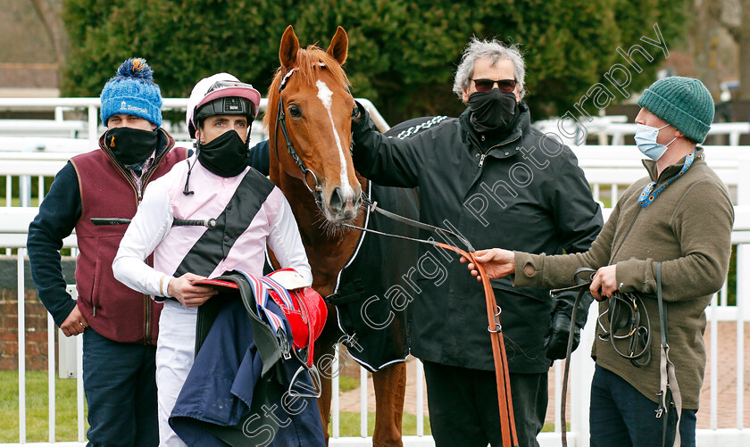 Apollo-One-0009 
 APOLLO ONE (Martin Harley) with Peter Charalambous (2nd right) after The Get Your Ladbrokes Daily Odds Boost Spring Cup
Lingfield 6 Mar 2021 - Pic Steven Cargill / Racingfotos.com