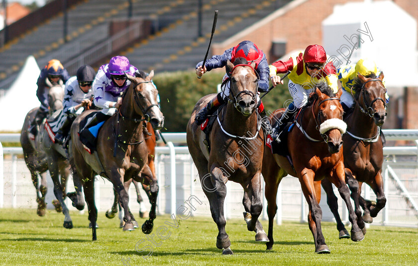 Steel-Bull-0001 
 STEEL BULL (centre, Colin Keane) beats BEN MACDUI (2nd right) in The Markel Insurance Molecomb Stakes
Goodwood 29 Jul 2020 - Pic Steven Cargill / Racingfotos.com