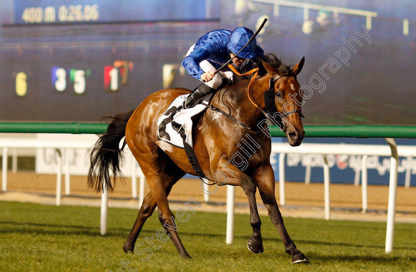 Promising-Run-0005 
 PROMISING RUN (Pat Cosgrave) wins The Cape Verdi Stakes Meydan 25 Jan 2018 - Pic Steven Cargill / Racingfotos.com