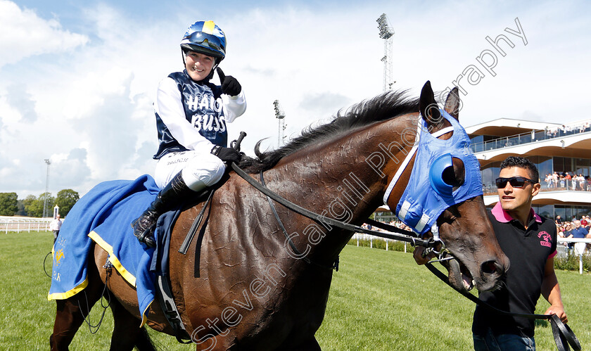 Varlo-0003 
 VARLO (Josefin Landgren) wins Lady Jockeys Thoroughbred World Championship Round 1
Bro Park Sweden 5 Aug 2018 - Pic Steven Cargill / Racingfotos.com