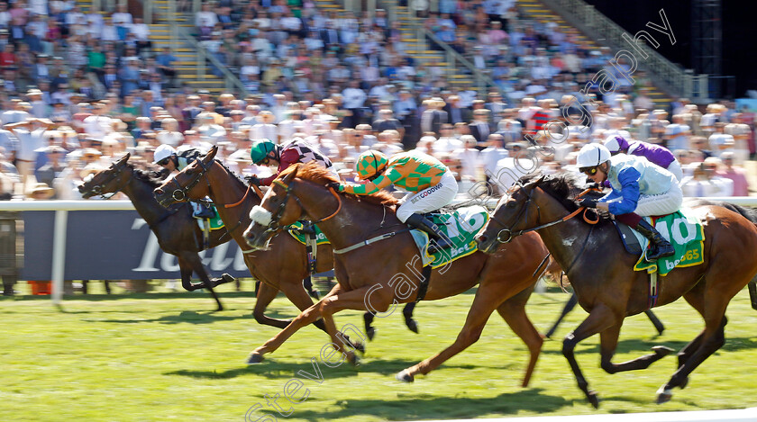 Soapy-Stevens-0002 
 SOAPY STEVENS (black diamonds, Franny Norton) beats RED FLYER (orange) in The bet365 Trophy
Newmarket 8 Jul 2022 - Pic Steven Cargill / Racingfotos.com