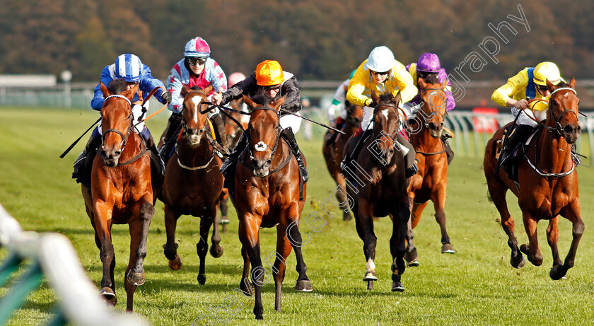 Eshaada-0005 
 ESHAADA (left, Jim Crowley) beats QUENELLE D'OR (centre) in The Play 3-2-Win At Mansionbet EBF Maiden Fillies Stakes Div1
Newmarket 9 Oct 2020 - Pic Steven Cargill / Racingfotos.com