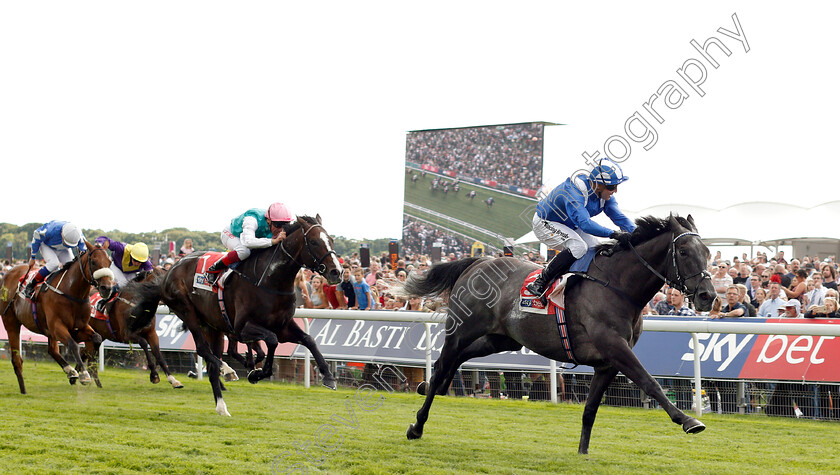 Muntahaa-0002 
 MUNTAHAA (Jim Crowley) beats WEEKENDER (2nd left) in The Sky Bet Ebor Handicap
York 25 Aug 2018 - Pic Steven Cargill / Racingfotos.com