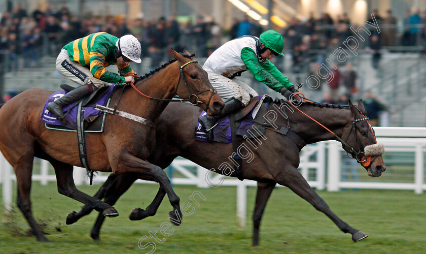 Vinndication-0004 
 VINNDICATION (right, Sean Bowen) beats CHAMP (left) in The Rosling King British EBF National Hunt Novices Hurdle Ascot 20 Jan 2018 - Pic Steven Cargill / Racingfotos.com