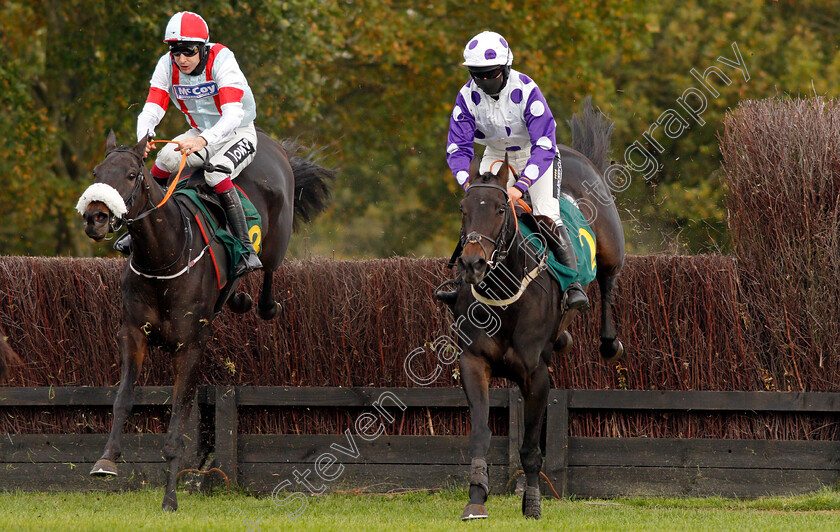 Skandiburg-and-Canyon-City-0001 
 SKANDIBURG (left, Aidan Coleman) with CANYON CITY (right, Bryony Frost)
Fakenham 16 Oct 2020 - Pic Steven Cargill / Racingfotos.com