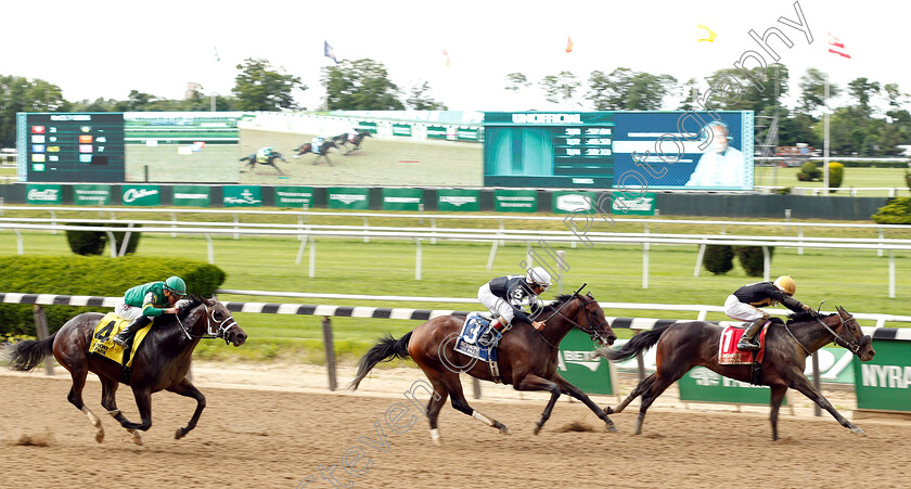 Maryanorginger-0001 
 MARYANORGINGER (Jorge Vargas) beats PERFECT ALIBI (centre) and TALK YOU OUT OF IT (left) in The Astoria Stakes
Belmont Park USA 6 Jun 2019 - Pic Steven Cargill / Racingfotos.com