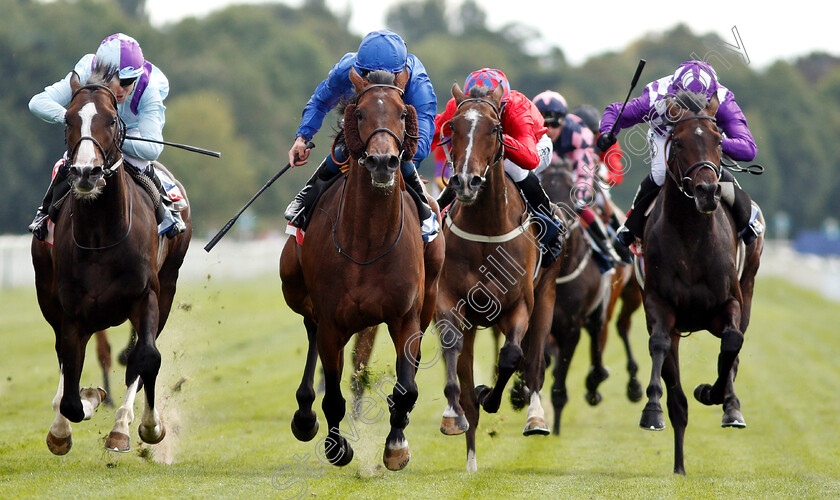 Ghostwatch-0004 
 GHOSTWATCH (centre, William Buick) beats SUPERNOVA (left) and CORGI (right) in The Sky Beyt Melrose Handicap
York 25 Aug 2018 - Pic Steven Cargill / Racingfotos.com