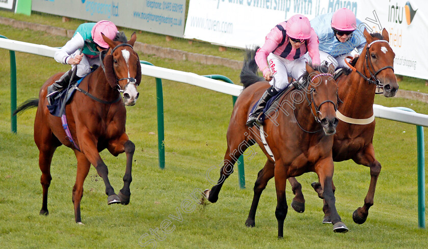 So-Sleek-0003 
 SO SLEEK (centre, Jamie Spencer) beats SEA TIDE (left) and VERNATTI (right) in The British EBF Fillies Handicap Yarmouth 21 Sep 2017 - Pic Steven Cargill / Racingfotos.com