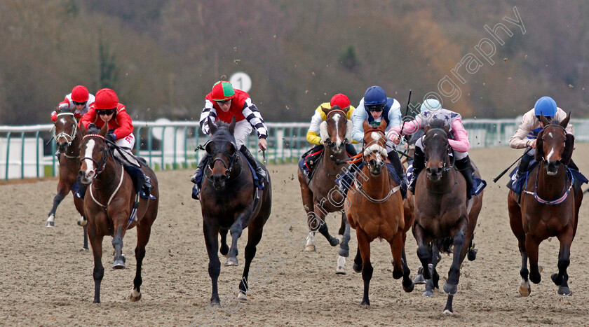 Miss-Elsa-0004 
 MISS ELSA (left, Georgia Dobie) beats SUBLIMINAL (2nd left) and MUSIC MAJOR (2nd right) in The Betway Handicap
Lingfield 11 Dec 2019 - Pic Steven Cargill / Racingfotos.com