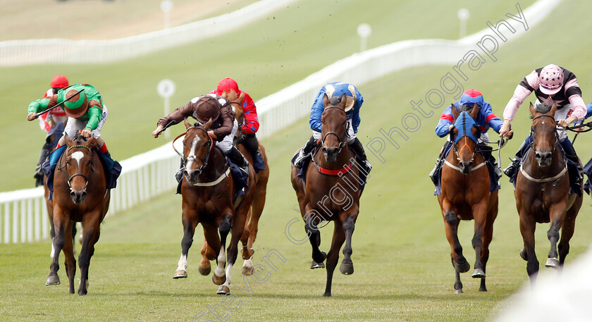 Aces-0001 
 ACES (2nd left, Ryan Moore) beats SIR TITAN (centre) ROLL ON RORY (2nd right) SALUTI (left) and SEA FOX (right) in The 188bet Mobile Bet10 Get20 Handicap
Newmarket 28 Jun 2018 - Pic Steven Cargill / Racingfotos.com