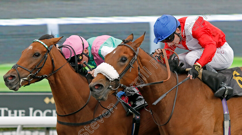 Zilfee-0002 
 ZILFEE (left, Kieran Shoemark) beats INCENSED (right) in The Unibet EBF Maiden Fillies Stakes
Kempton 12 Jun 2024 - Pic Steven Cargill / Racingfotos.com