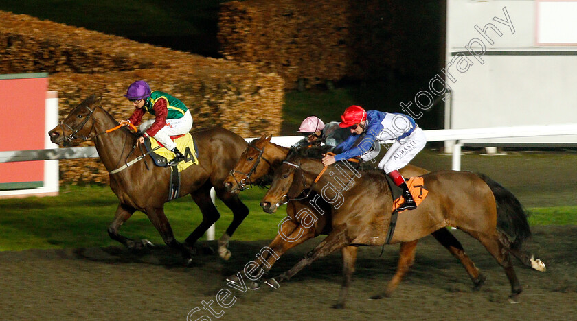 La-Maquina-0002 
 LA MAQUINA (Nicola Currie) beats IN THE RED (right) and THE LAMPLIGHTER (centre) in The Matchbook VIP Handicap
Kempton 6 Mar 2019 - Pic Steven Cargill / Racingfotos.com