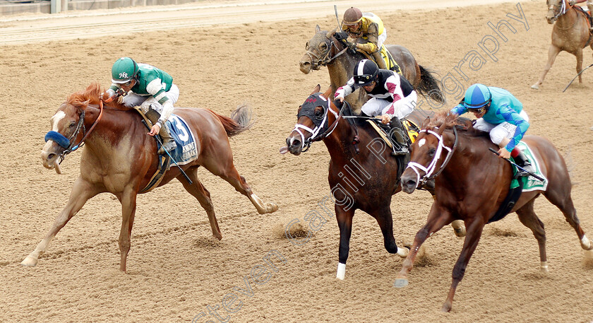 Catalina-Cruiser-0003 
 CATALINA CRUISER (left, Joel Rosario) beats RECRUITING READY (centre) and STRIKE POWER (right) in The True North Stakes
Belmont Park USA 7 Jun 2019 - Pic Steven Cargill / Racingfotos.com