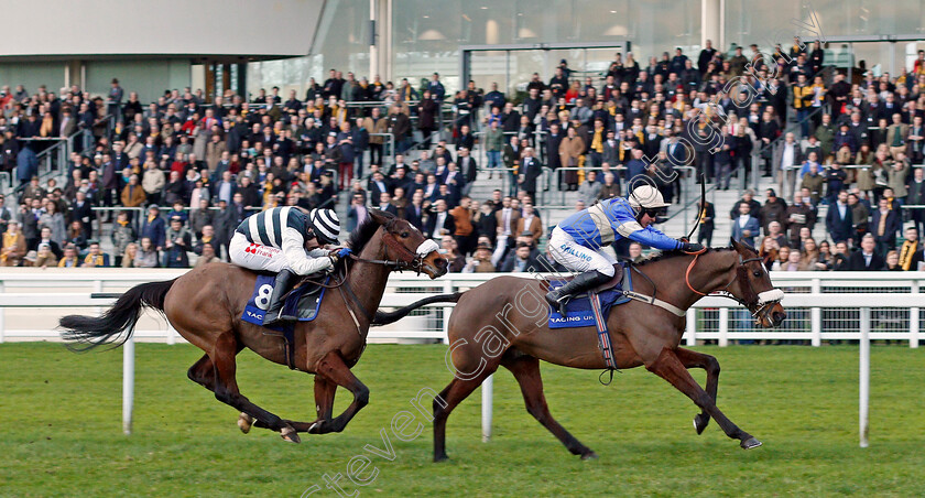 Ballyheigue-Bay-0003 
 BALLYHEIGUE BAY (James Bowen) beats THREE STAR GENERAL (left) in The Racinguk.com/clubdays Handicap Hurdle Ascot 17 Feb 2018 - Pic Steven Cargill / Racingfotos.com