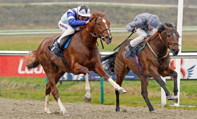 Dublin-Pharaoh-0006 
 DUBLIN PHARAOH (left, Andrea Atzeni) beats BEHIND THE WALL (right) in The Ladbrokes Home Of The Odds Boost Novice Stakes
Lingfield 15 Feb 2020 - Pic Steven Cargill / Racingfotos.com