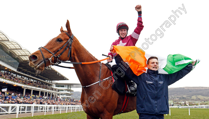 Samcro-0015 
 SAMCRO (Jack Kennedy) after The Ballymore Novices Hurdle Cheltenham 14 Mar 2018 - Pic Steven Cargill / Racingfotos.com