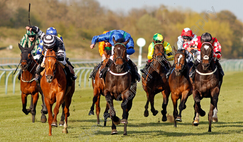 Kalma-0002 
 KALMA (centre, Tom Queally) beats CORBULO (left) in The Follow @racingtv On Twitter Handicap
Nottingham 17 Apr 2021 - Pic Steven Cargill / Racingfotos.com