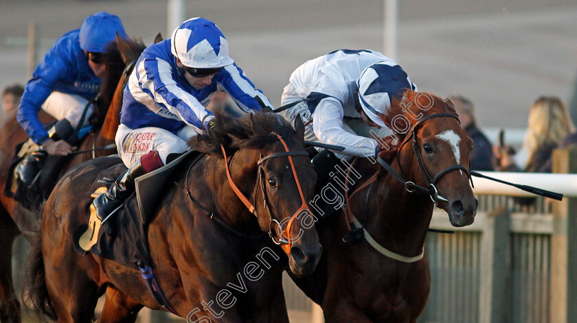 Speeding-Bullet-0001 
 SPEEDING BULLET (left, Oisin Murphy) beats THE SMILING WOLF (right) in The Racing Welfare Nursery
Newmarket 25 Oct 2023 - Pic Steven Cargill / Racingfotos.com