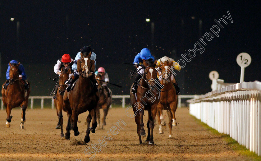 Spinning-Melody-0004 
 SPINNING MELODY (right, Silvestre De Sousa) beats FOOTMAN (left) in The Bet totetrifecta At betfred.com Maiden Stakes Chelmsford 12 Oct 2017 - Pic Steven Cargill / Racingfotos.com