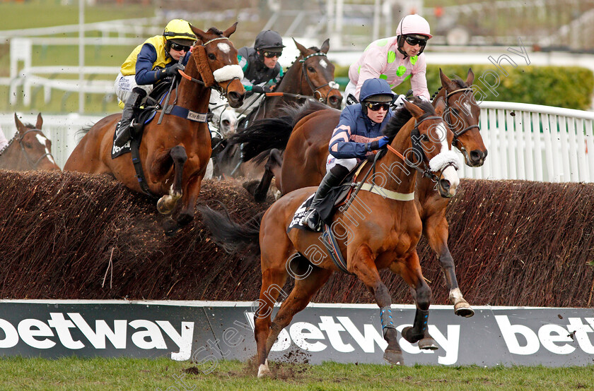 Ar-Mad-0002 
 AR MAD (Joshua Moore) leads DOUVAN (behind) and CHARBEL (left) Cheltenham 14 Mar 2018 - Pic Steven Cargill / Racingfotos.com