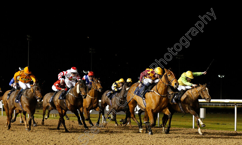 Dubai-Elegance-0002 
 DUBAI ELEGANCE (right, Lewis Edmunds) beats PUCHITA (centre) in The Play 4 To Score At Betway Handicap
Wolverhampton 19 Dec 2019 - Pic Steven Cargill / Racingfotos.com