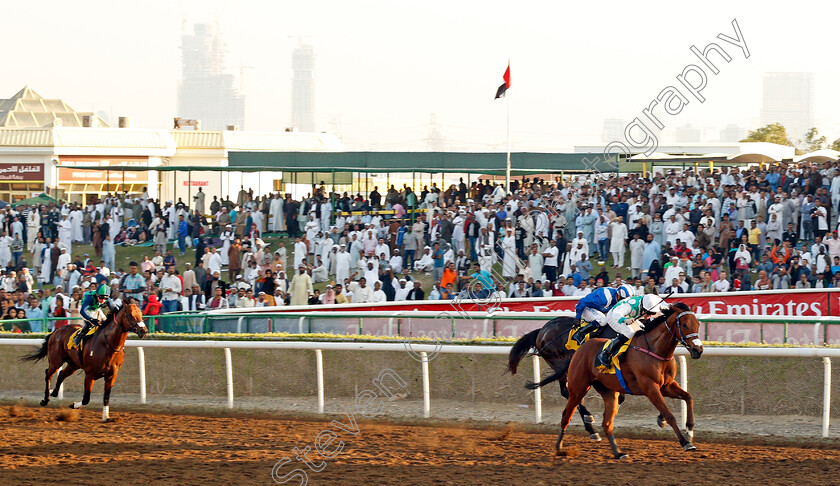 Kowaiyess-0001 
 KOWAIYESS (Pat Cosgrave) wins The Emirates SkyCargo Handicap Jebel Ali, Dubai 9 Feb 2018 - Pic Steven Cargill / Racingfotos.com