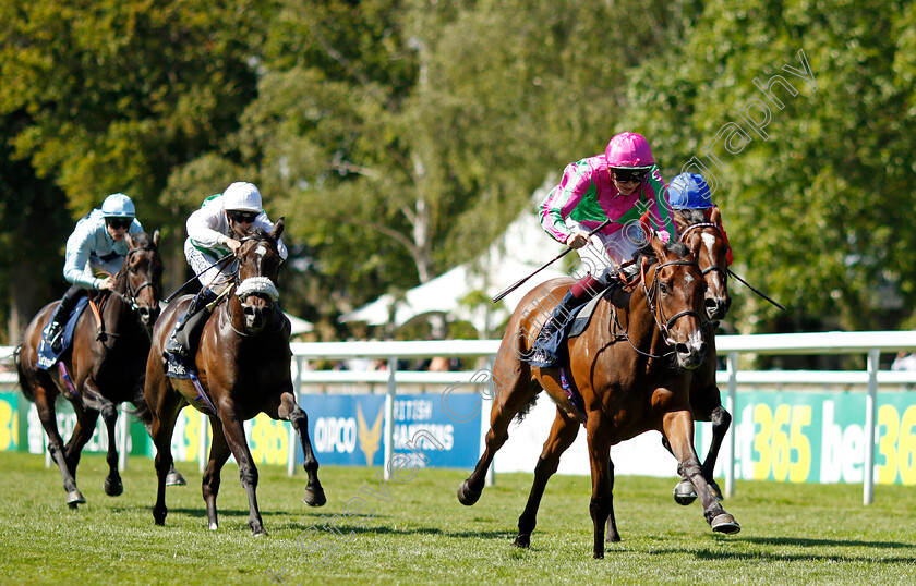 Prosperous-Voyage-0005 
 PROSPEROUS VOYAGE (Rob Hornby) wins The Tattersalls Falmouth Stakes
Newmarket 8 Jul 2022 - Pic Steven Cargill / Racingfotos.com