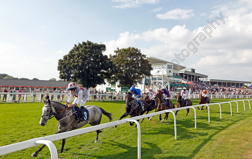 The-Trader-0004 
 THE TRADER (Ryan Moore) leads the field for The Follow @attheraces On Twitter Handicap won by PLEASANT MAN (2nd right, Adam Kirby)
Yarmouth 16 Sep 2021 - Pic Steven Cargill / Racingfotos.com