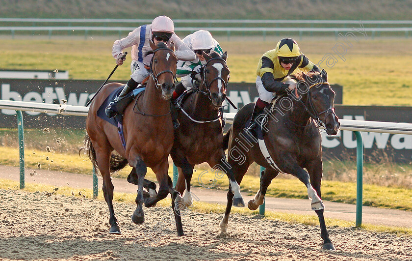 Island-Hideaway-0003 
 ISLAND HIDEAWAY (right, George Rooke) beats FAR ROCKAWAY (centre) and GLORIOUS CAESAR (left) in The Ladbrokes Where The Nation Plays Handicap
Lingfield 10 Jan 2020 - Pic Steven Cargill / Racingfotos.com