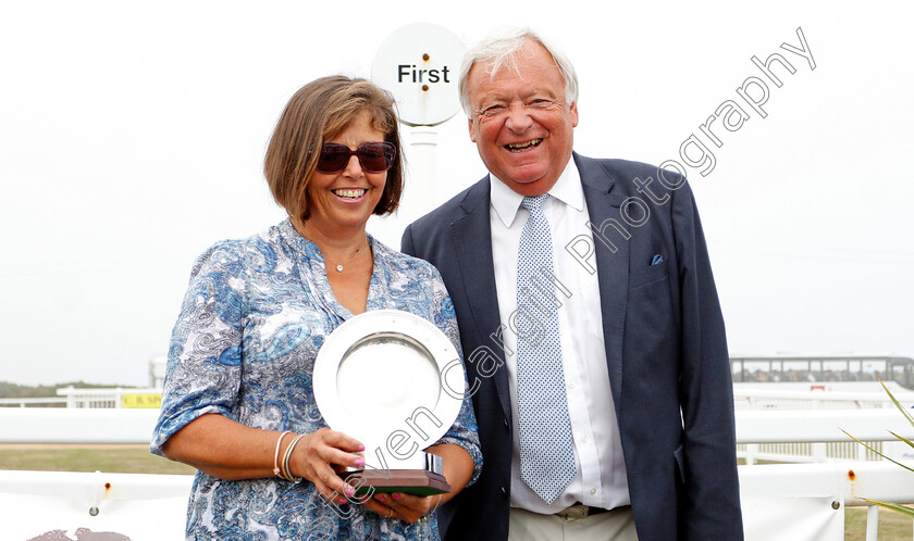 Aly-Malzard-0001 
 Presentation by Hugh Raymond to Aly Malzard for winning the Champion Trainer of the Channel Islands
Les Landes, Jersey 26 Aug 2019 - Pic Steven Cargill / Racingfotos.com