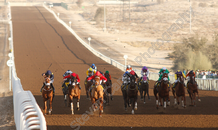 Nizaal-0002 
 NIZAAL (3rd left, Pat Cosgrave) wins The Al Hudaiba Contracting LLC Maiden
Jebel Ali 11 Jan 2019 - Pic Steven Cargill / Racingfotos.com