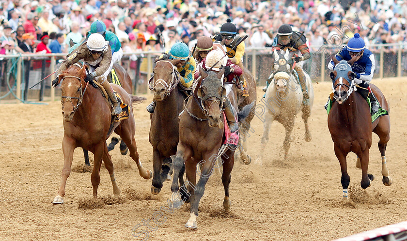 Tenfold-0003 
 TENFOLD (centre, Ricardo Santana) beats FLAMEAWAY (2nd left) and CORDMAKER (left) in The Pimlico Special
Pimlico, Baltimore USA, 17 May 2019 - Pic Steven Cargill / Racingfotos/com