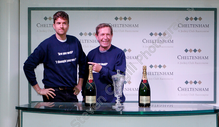 Southfield-Theatre-0005 
 Greg James and Derek Thompson after the Are You Well, I Thought You Were Open Hunters Chase
Cheltenham 3 May 2019 - Pic Steven Cargill / Racingfotos.com 
 Keywords: type="Bag"