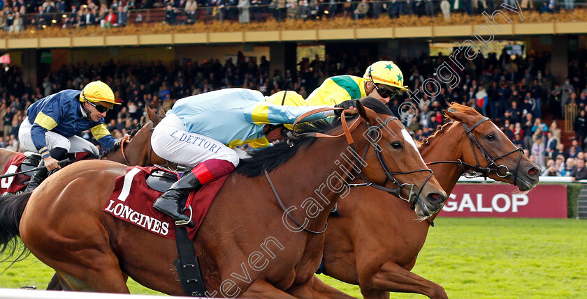 Rougir-0004 
 ROUGIR (farisde, Maxime Guyon) beats GRAND GLORY (nearside) in The Prix de L'Opera
Longchamp 3 Oct 2021 - Pic Steven Cargill / Racingfotos.com