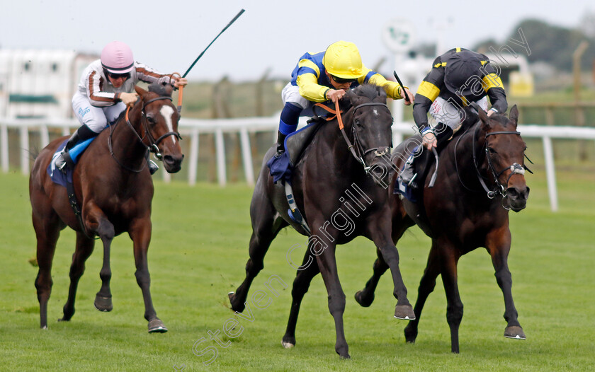 Zina-Colada-0004 
 ZINA COLADA (centre, Benoit de la Sayette) beats INANNA (right) in The Friary Farm Caravan Park Fillies Handicap
Yarmouth 19 Sep 2023 - Pic Steven Cargill / Racingfotos.com