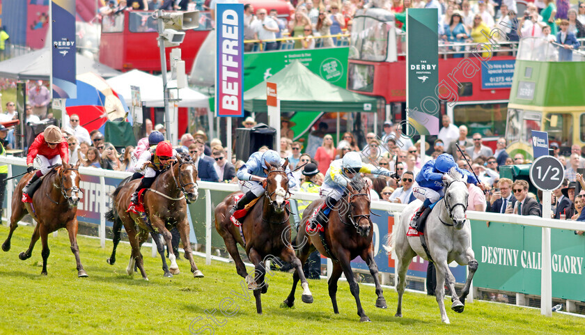 Regal-Reality-0005 
 REGAL REALITY (centre, Ryan Moore) beats KOLSAI (2nd right) and HIGHLAND AVENUE (right) in The Betfred Diomed Stakes
Epsom 3 Jun 2023 - Pic Steven Cargill / Racingfotos.com