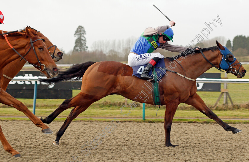 Kafeel-0004 
 KAFEEL (Adam Kirby) wins The Play Starburst Slot At sunbets.co.uk/vegas Handicap Div1 Lingfield 30 Dec 2017 - Pic Steven Cargill / Racingfotos.com