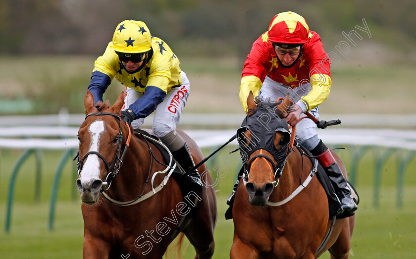 Annandale-0006 
 ANNANDALE (left, Franny Norton) beats TARAVARA (right) in The Mansionbet Best Odds Guaranteed Handicap
Nottingham 7 Apr 2021 - Pic Steven Cargill / Racingfotos.com