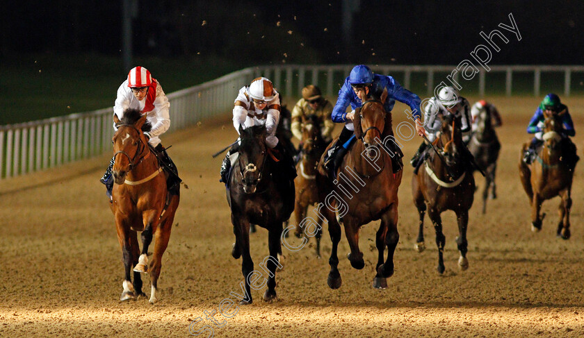 Media-Storm-0002 
 MEDIA STORM (left, Ben Curtis) beats DARK SCIMITAR (centre) and DISCOVERY ISLAND (right) in The Betway Novice Stakes
Wolverhampton 21 Feb 2020 - Pic Steven Cargill / Racingfotos.com